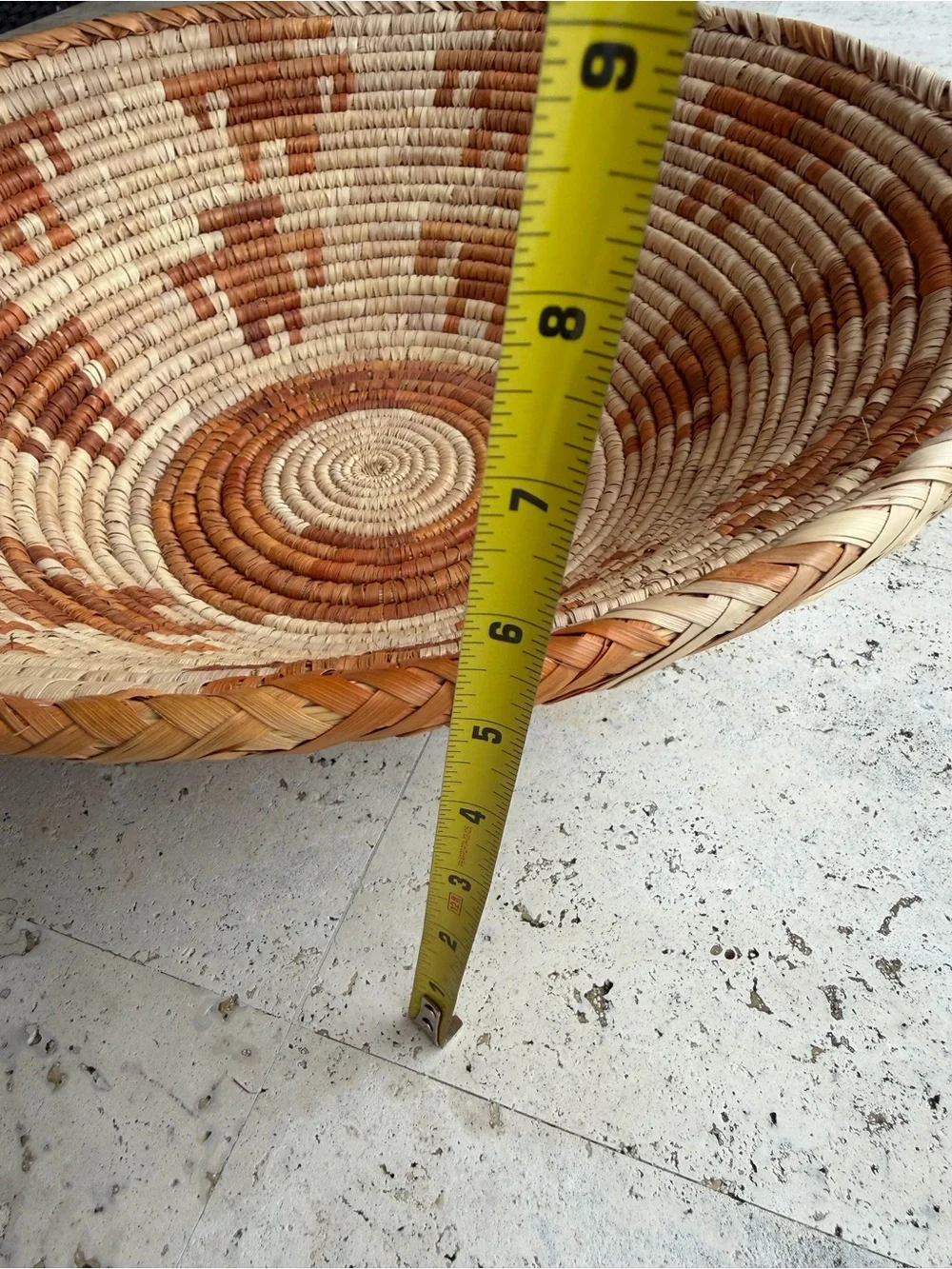 Handwoven Decorative Woven Basket - African Design Natural and Brown Coil 17”X5”